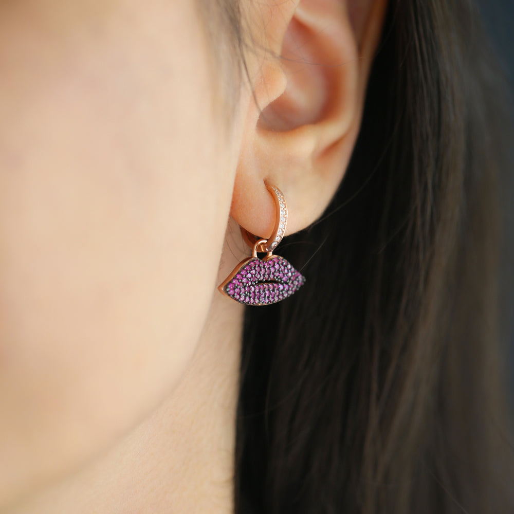 Creolen PINK RUBY LIP roségold