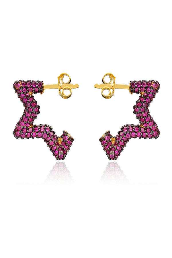 Ohrstecker PINK RUBY STAR gold