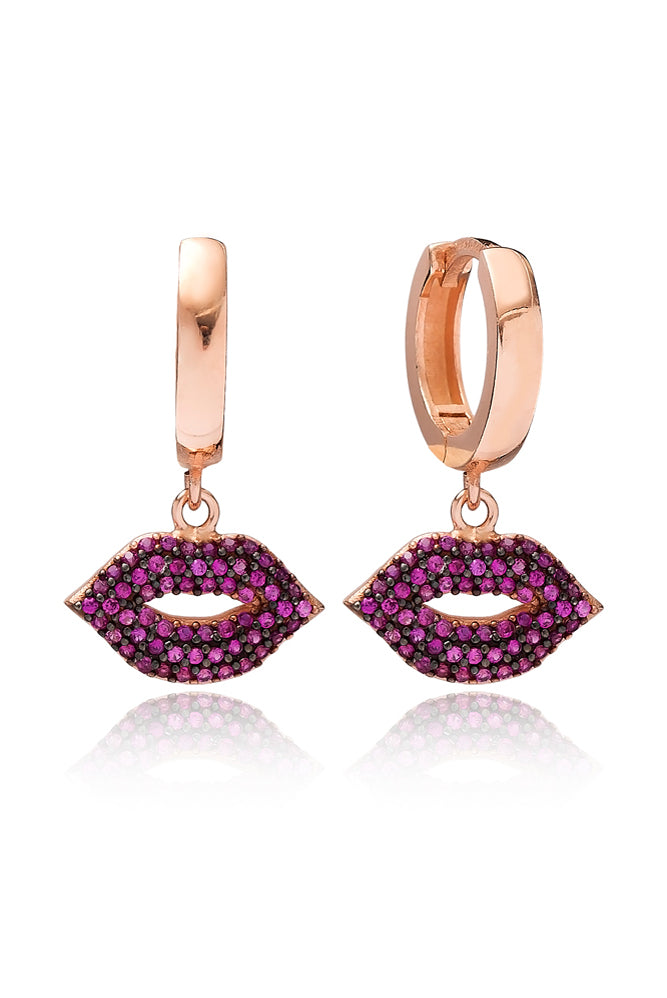 Creolen PINK RUBY LIPS roségold