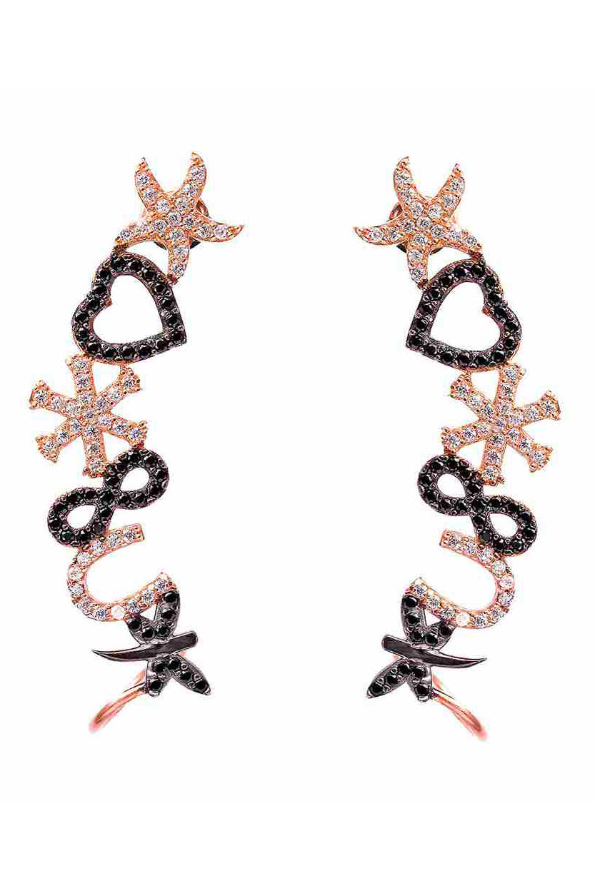 Earcuff-Ohrhänger LUCKY CHARMS roségold