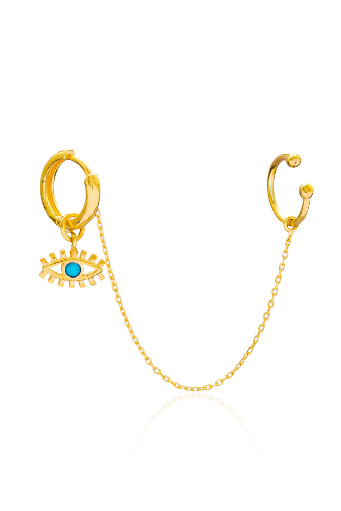 Single Creole MAGIC BLUE EYE Ear Cuff gold
