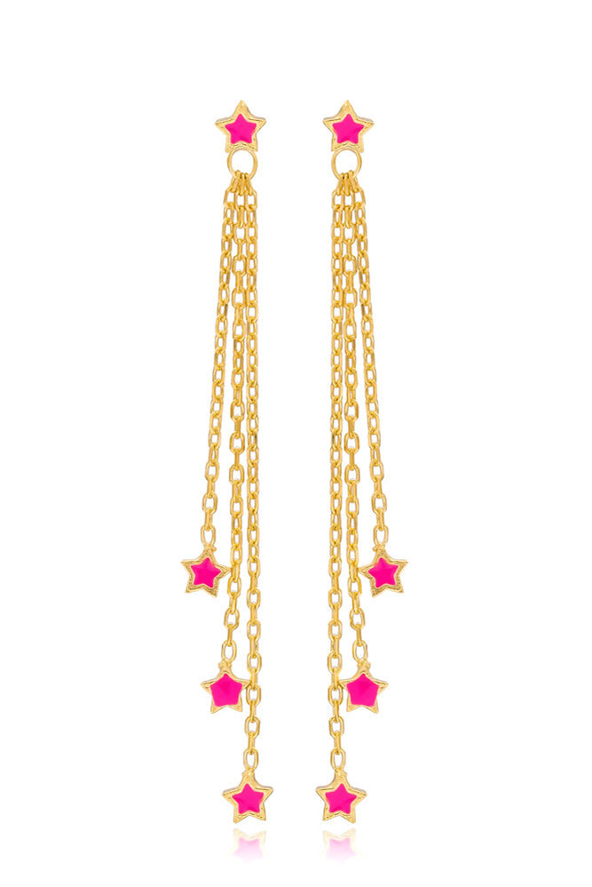 Ohrhänger PINK STARS gold