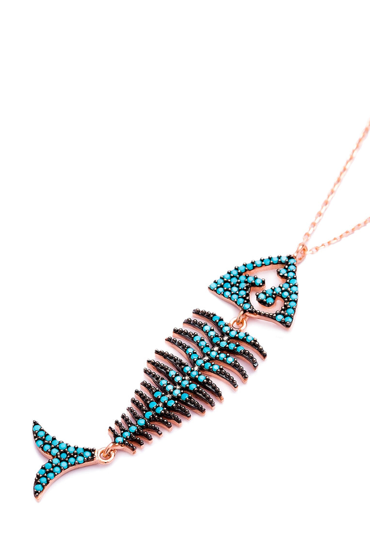 Kette FISHBONE türkis-roségold