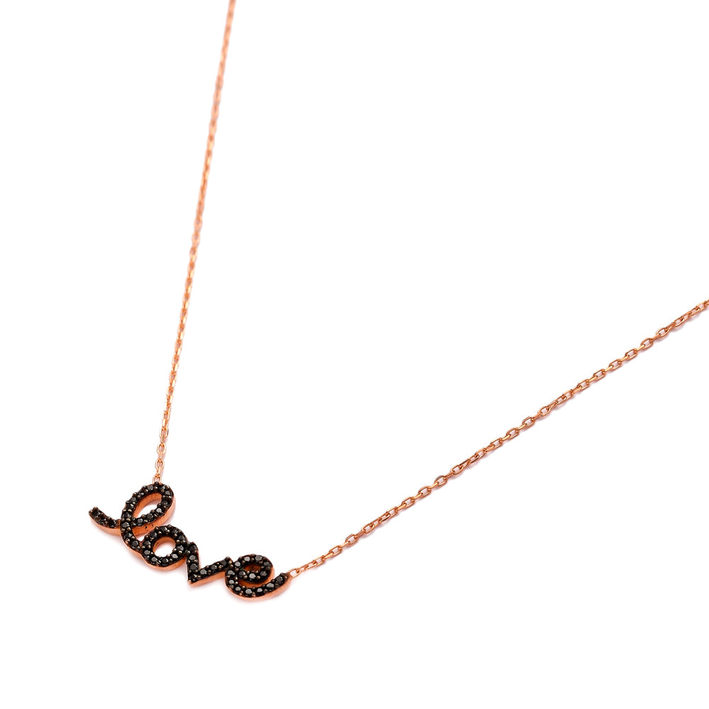 Kette LOVE schwarz roségold