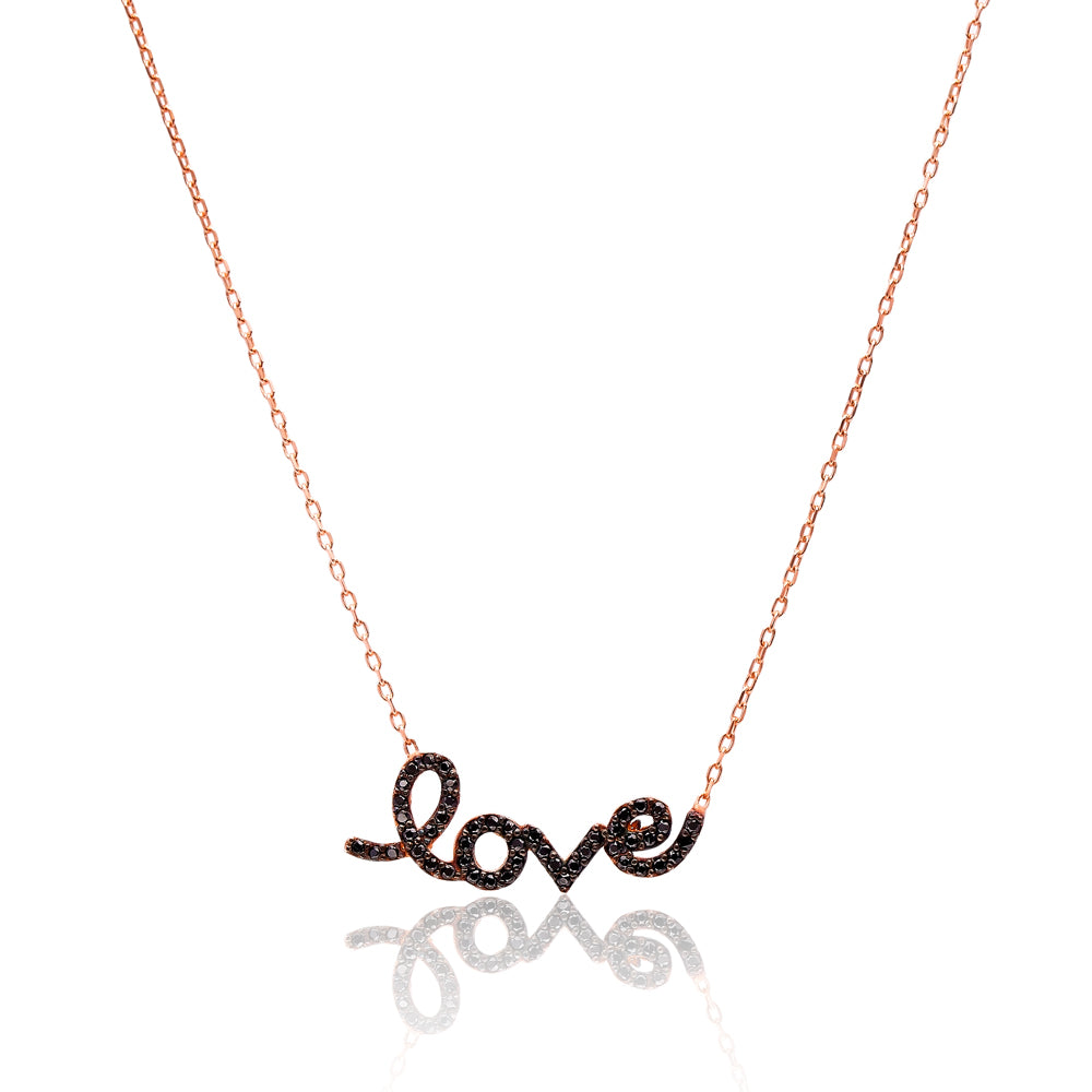Kette LOVE schwarz roségold