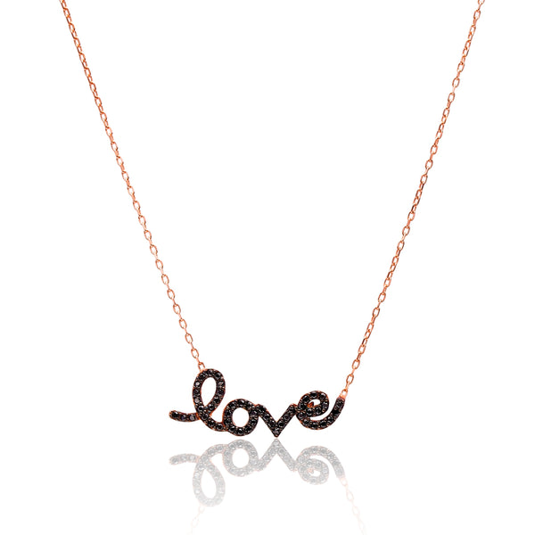 Kette LOVE schwarz roségold