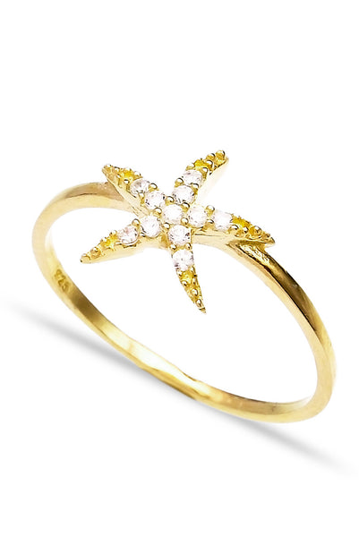Ring WHITE STARFISH gold