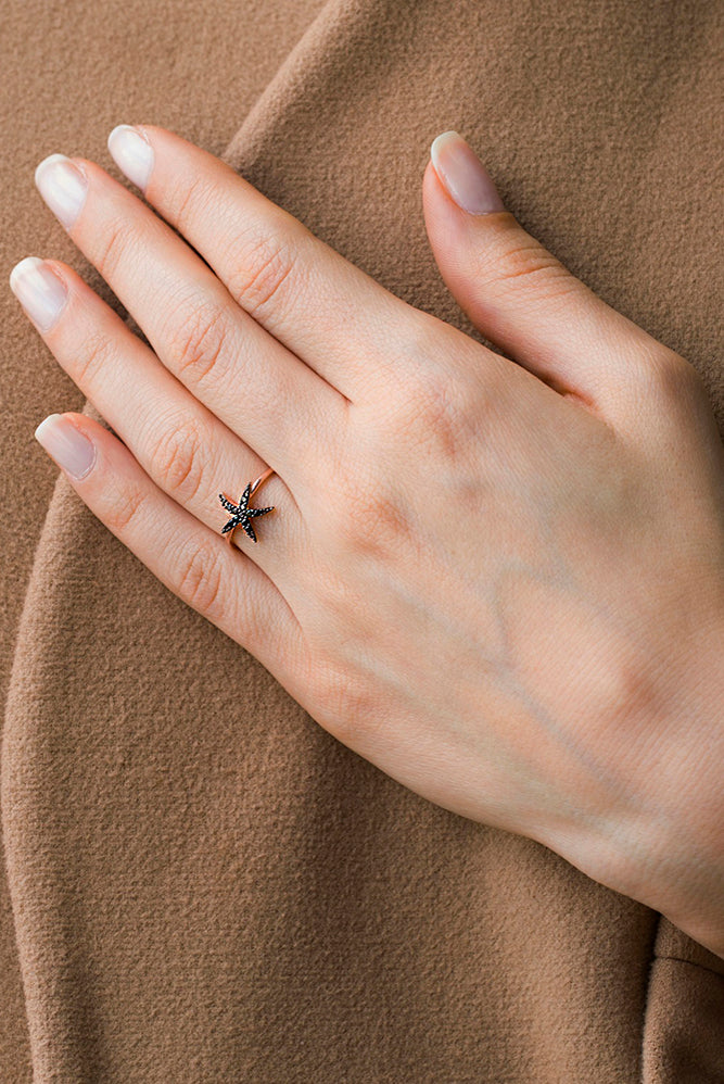 Ring BLACK STARFISH roségold