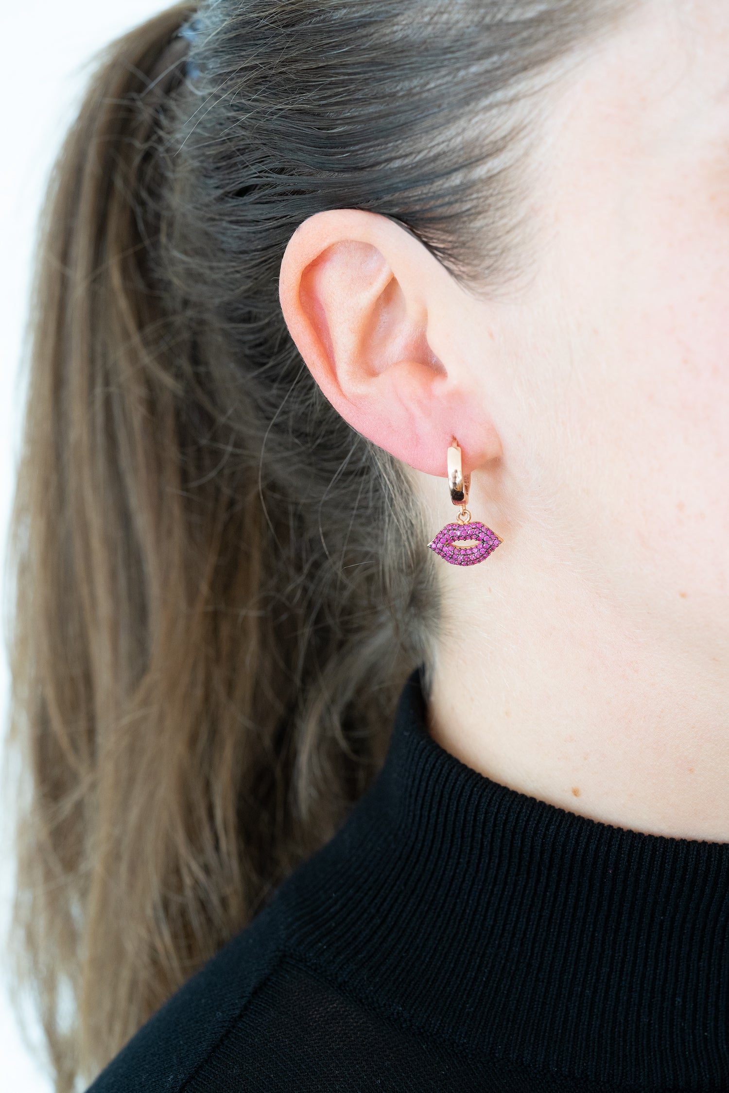 Creolen PINK RUBY LIPS roségold