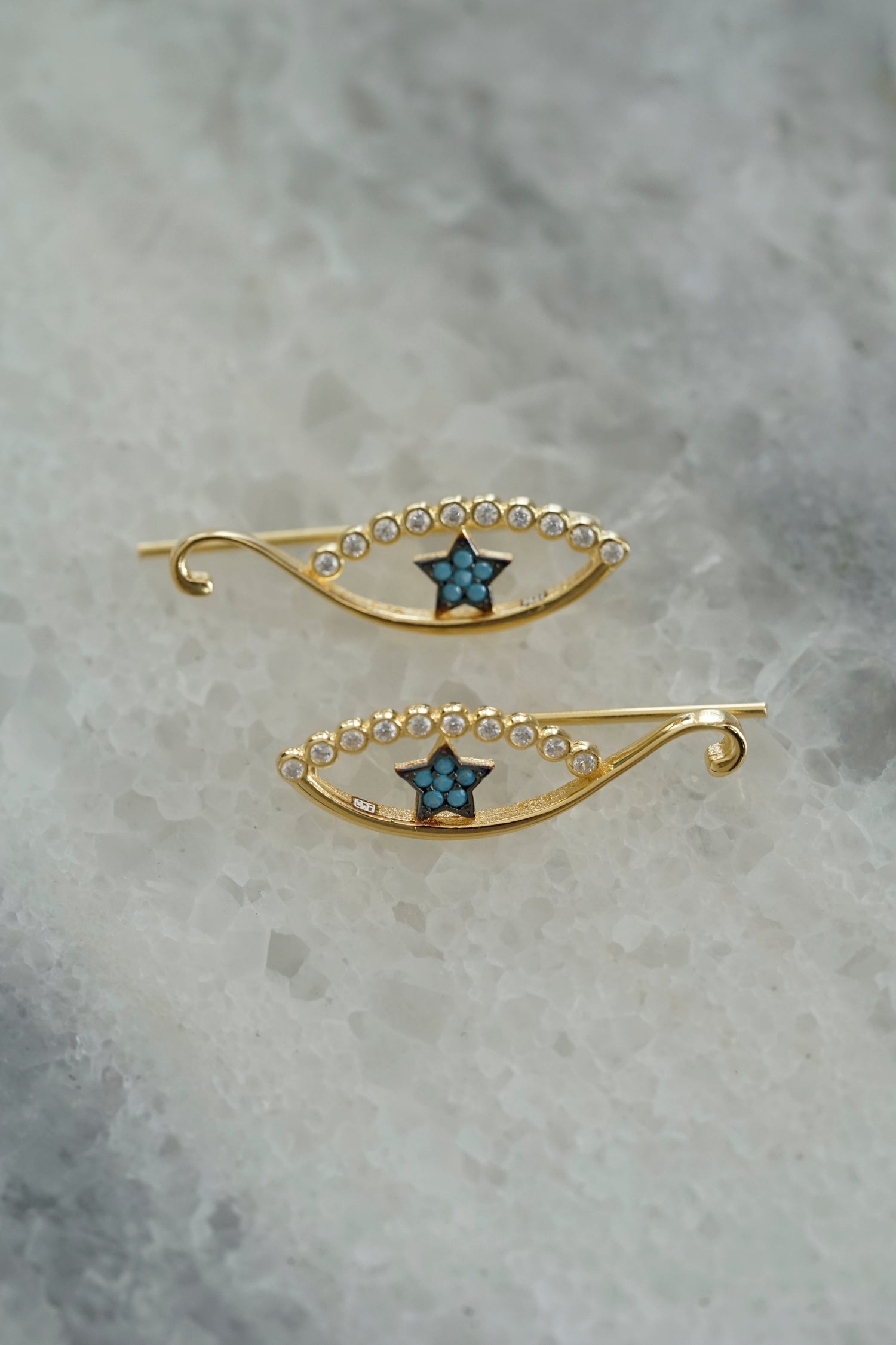 Earcuffs-Ohrhänger TURQUISE STAR EYE gold