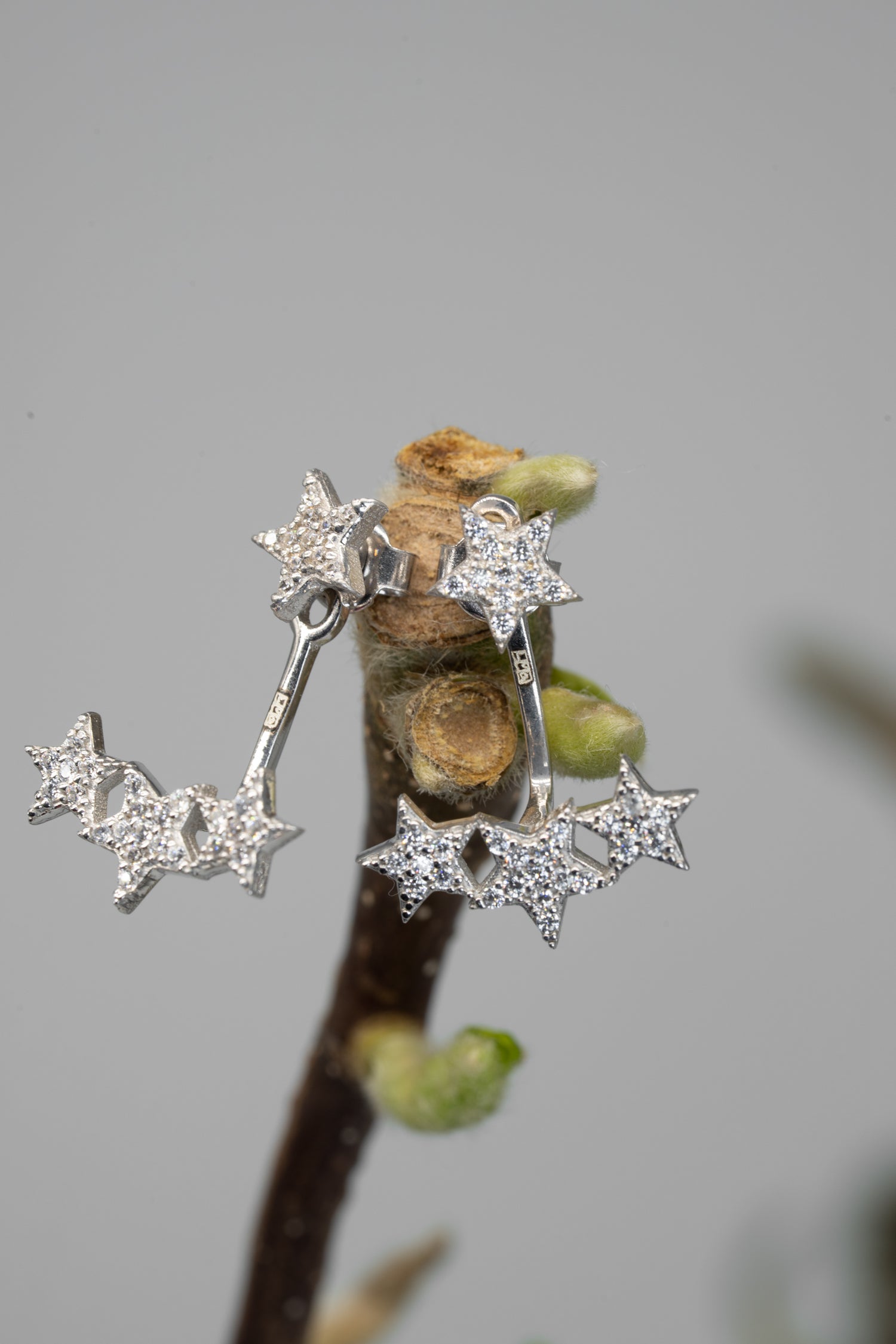 earcuffs TRE STELLE BIANCHE silber