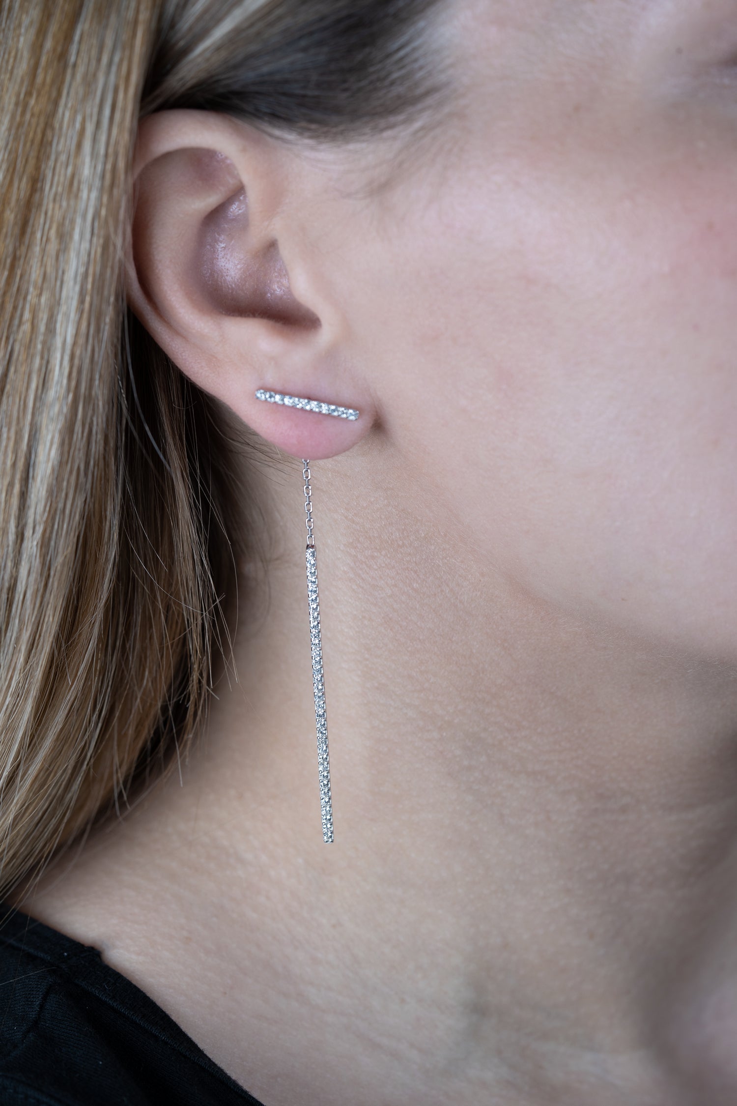 Ohrhänger PAVE BAR silber