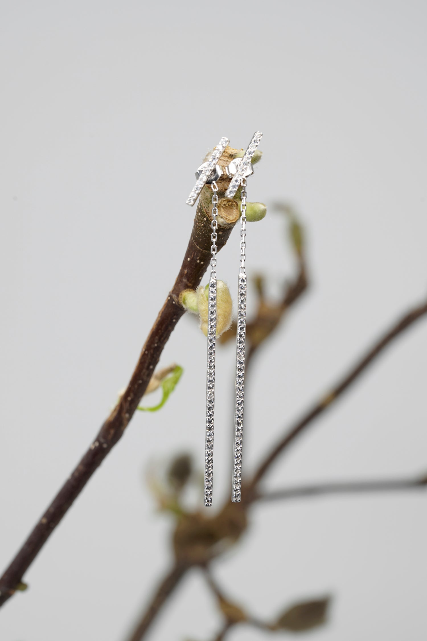 Ohrhänger PAVE BAR silber