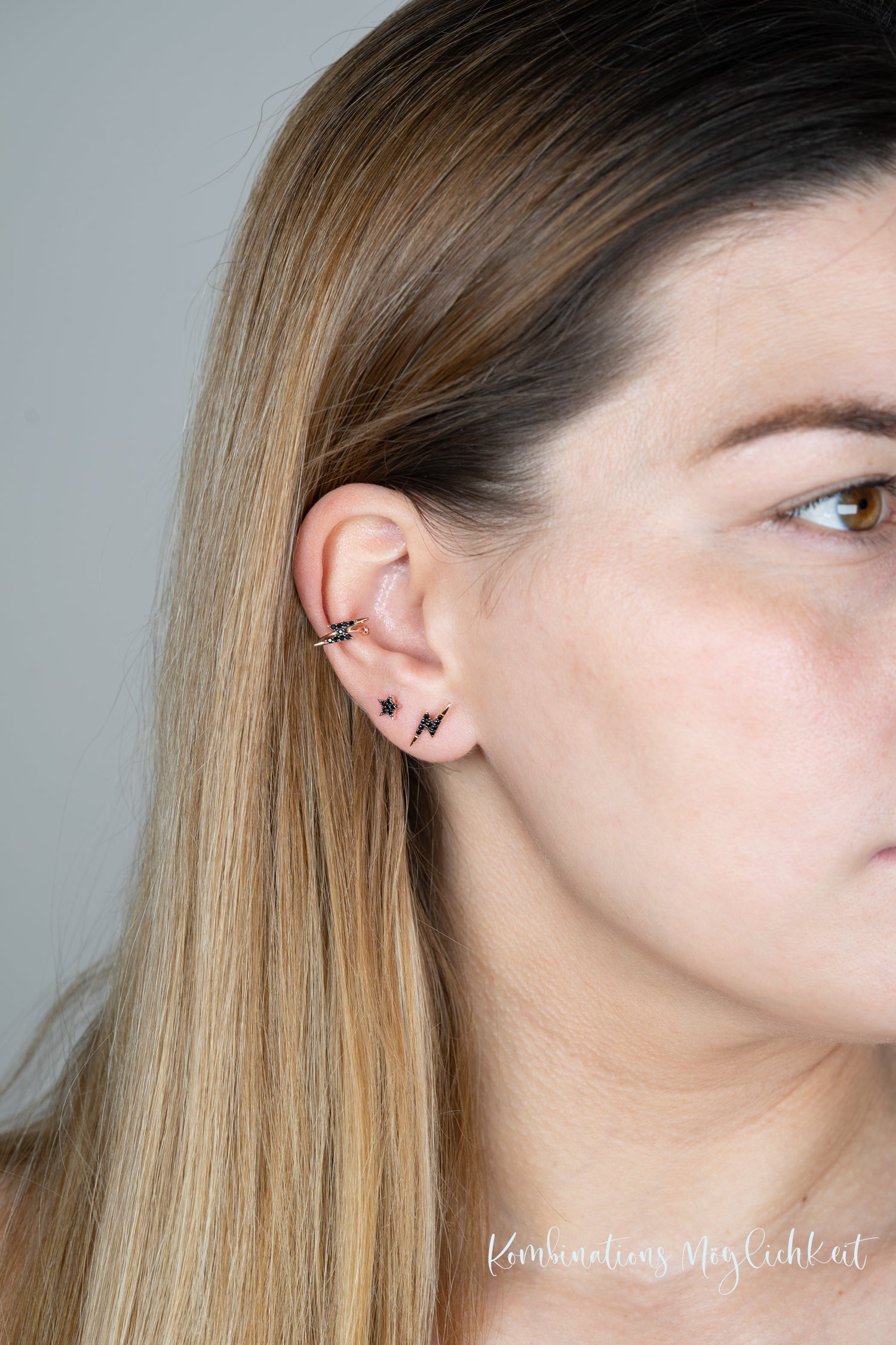 Earcuff BLACK LIGHTNING roségold