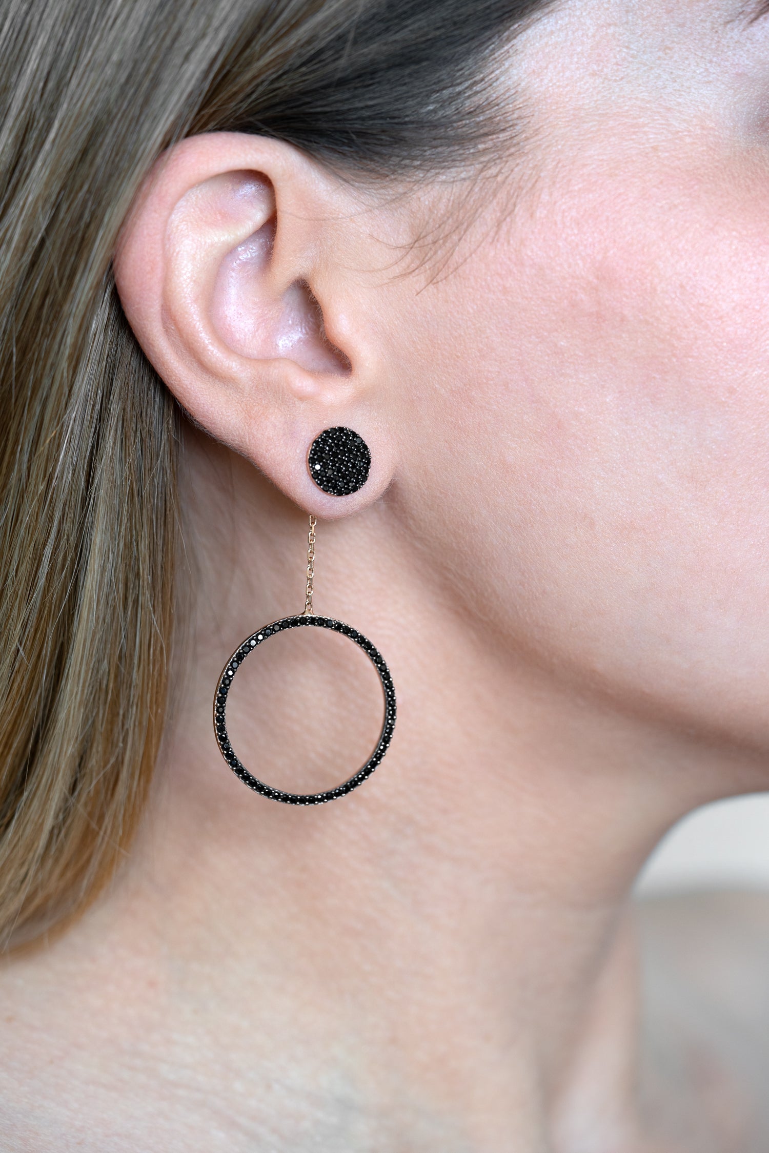 Ohrringe BLACK CIRCLE roségold