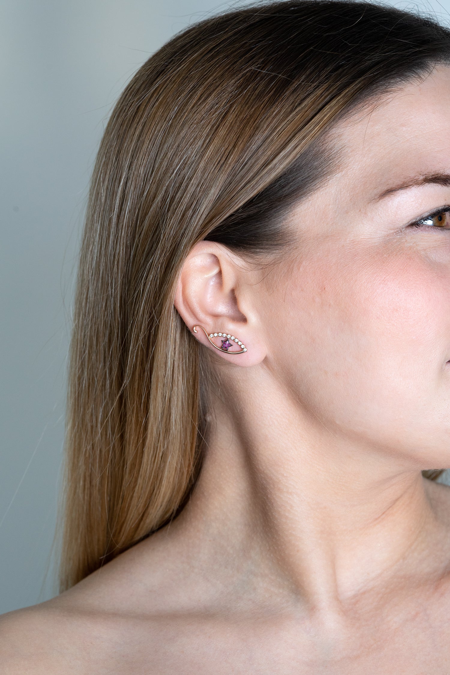 Earcuffs-Ohrhänger PINK STAR EYE roségold