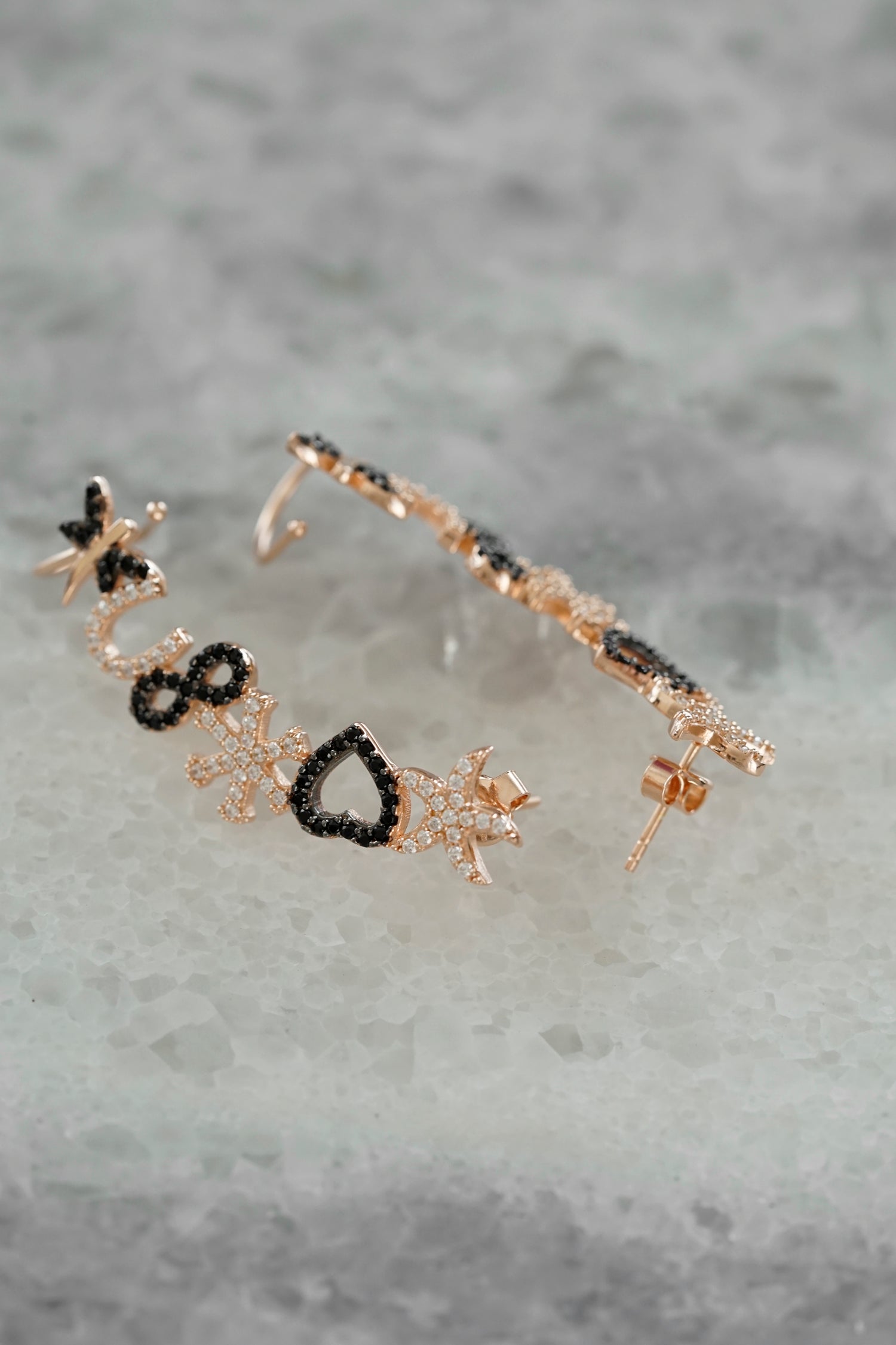 Earcuff-Ohrhänger LUCKY CHARMS roségold