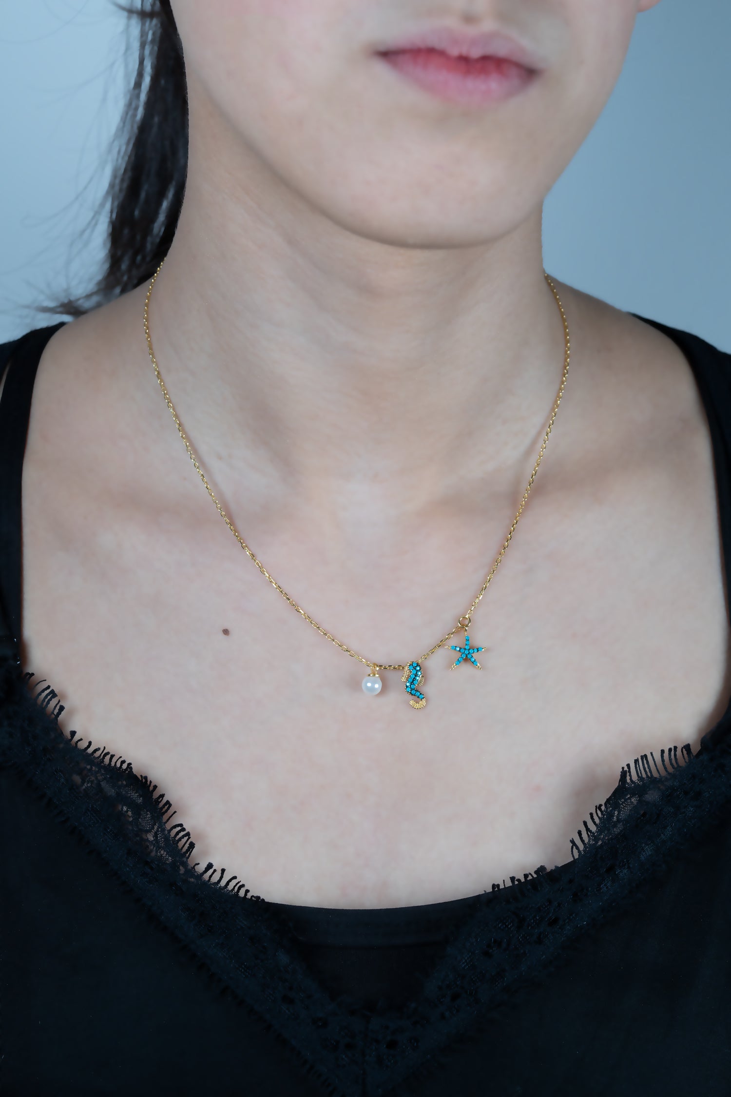 Kette STARFISH-SEAHORSE gold