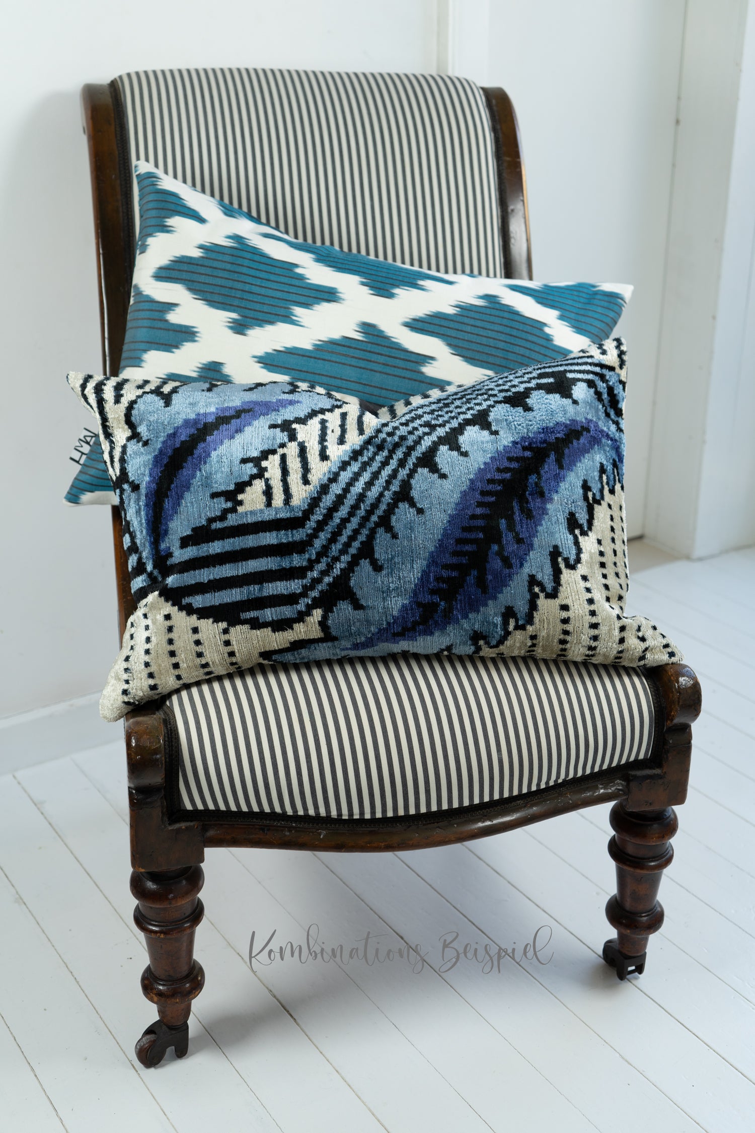 Seidensamt Kissen BLUES CLUES blau