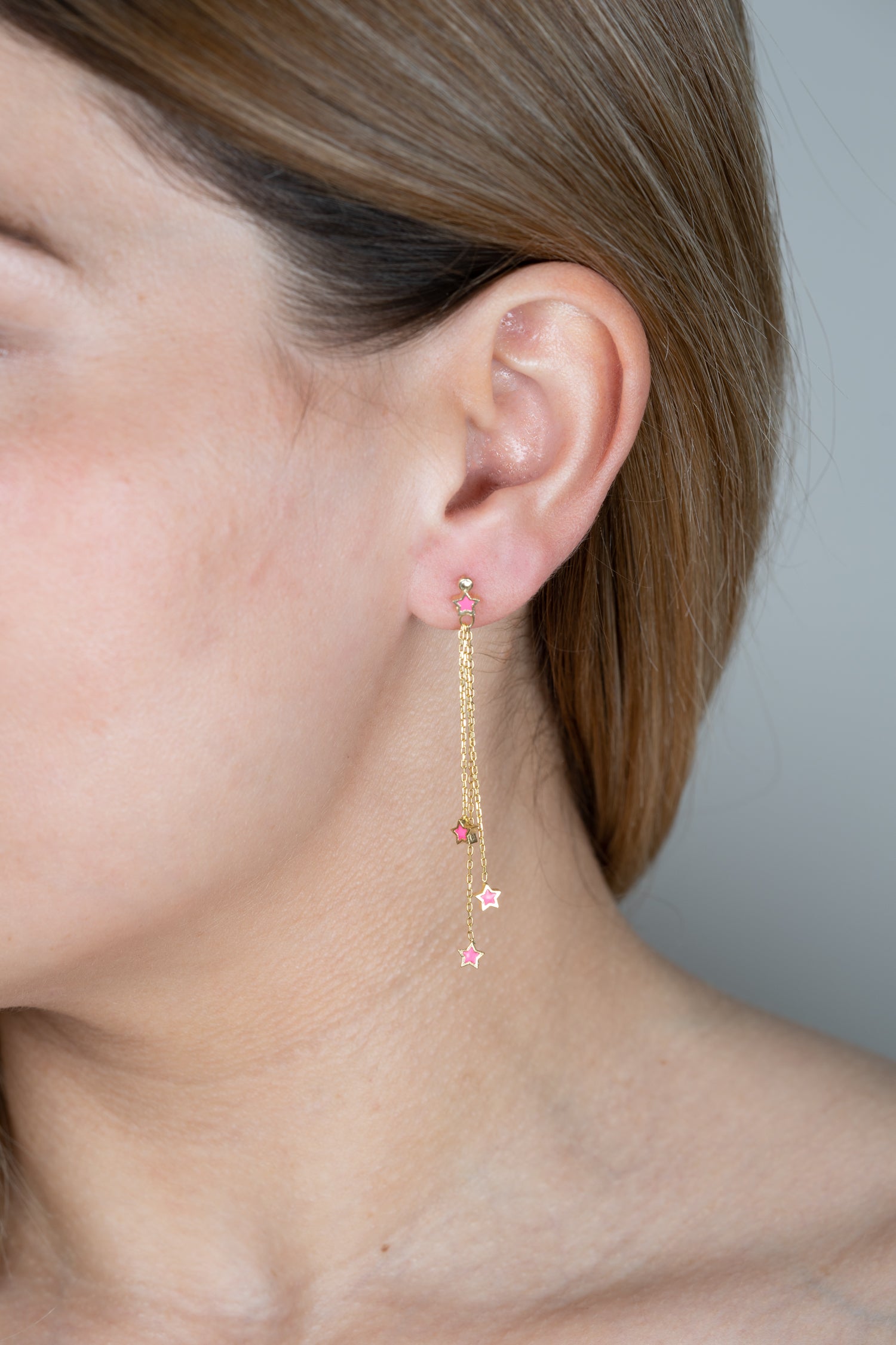 Ohrhänger PINK STARS gold