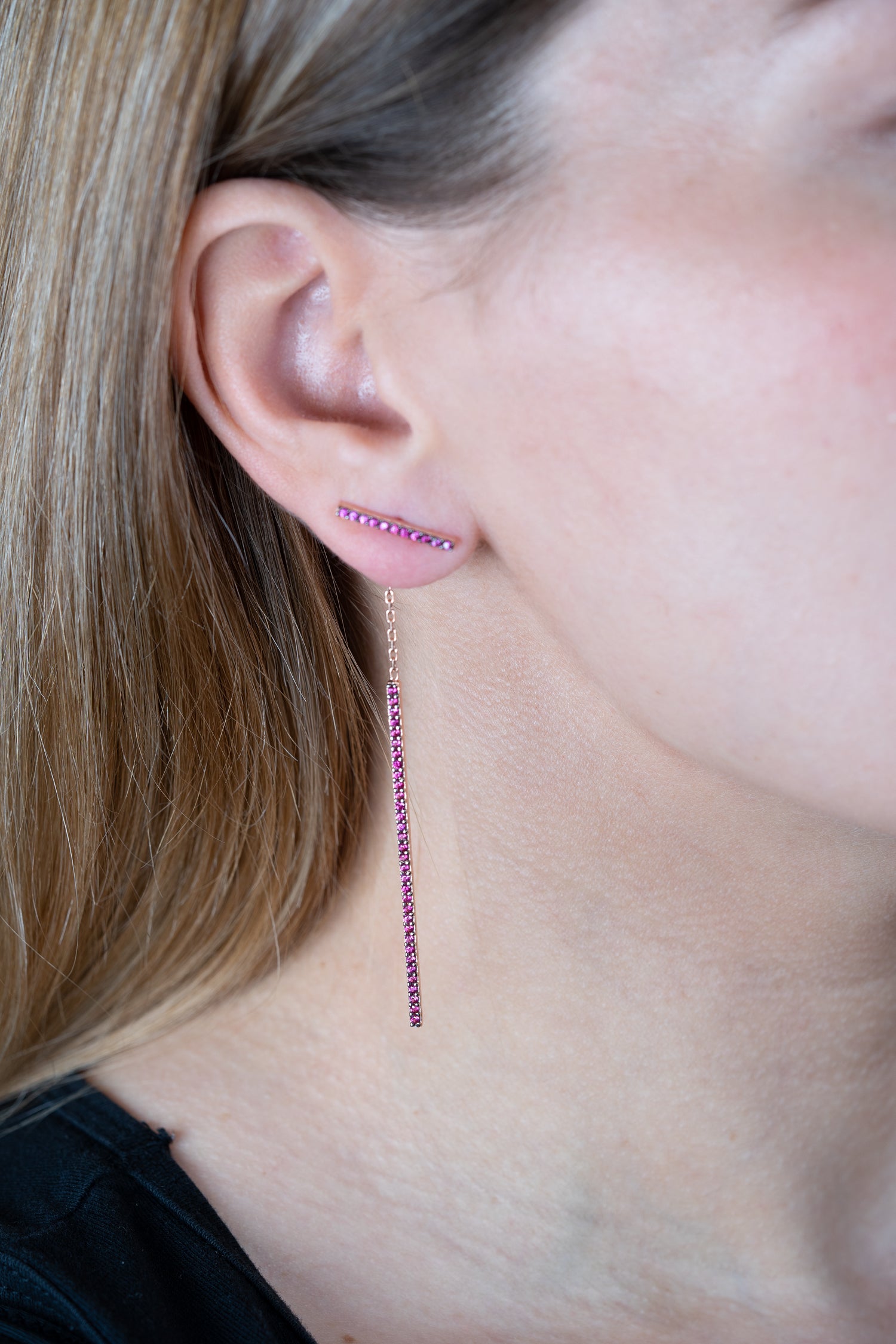 Ohrhänger PINK PAVE BAR roségold