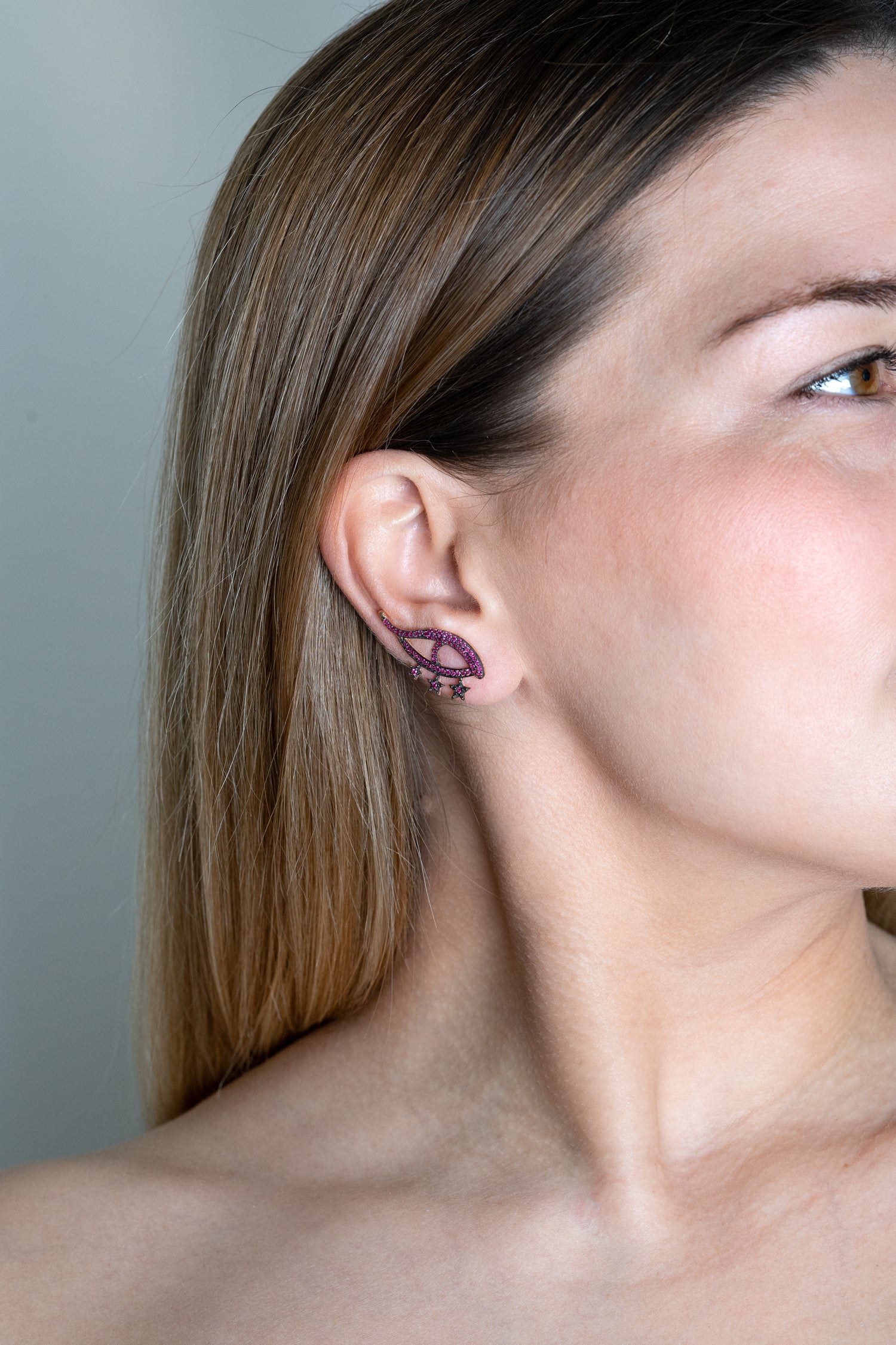 Earcuffs-Ohrhänger PINK STAR EYE roségold