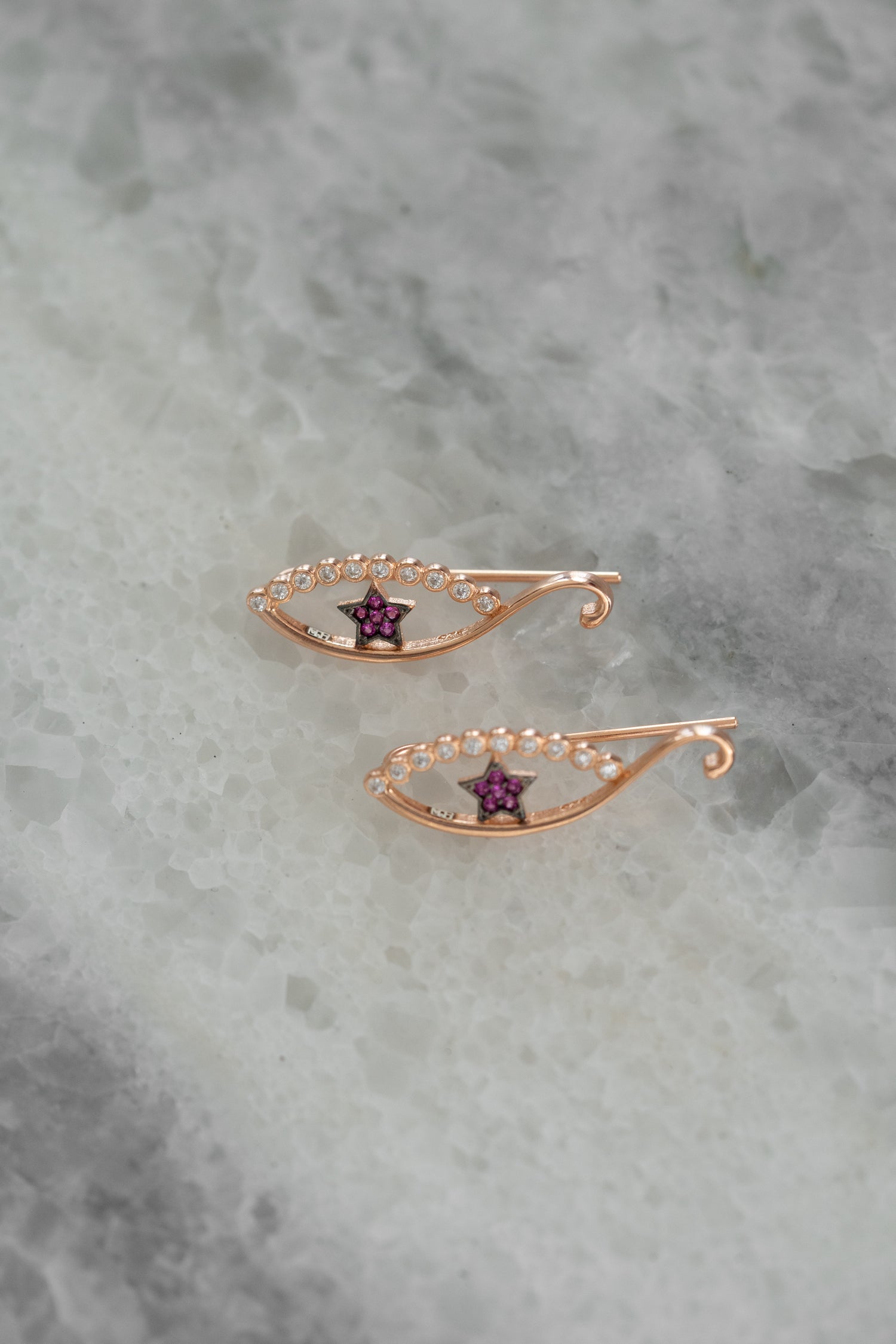 Earcuffs-Ohrhänger PINK STAR EYE roségold