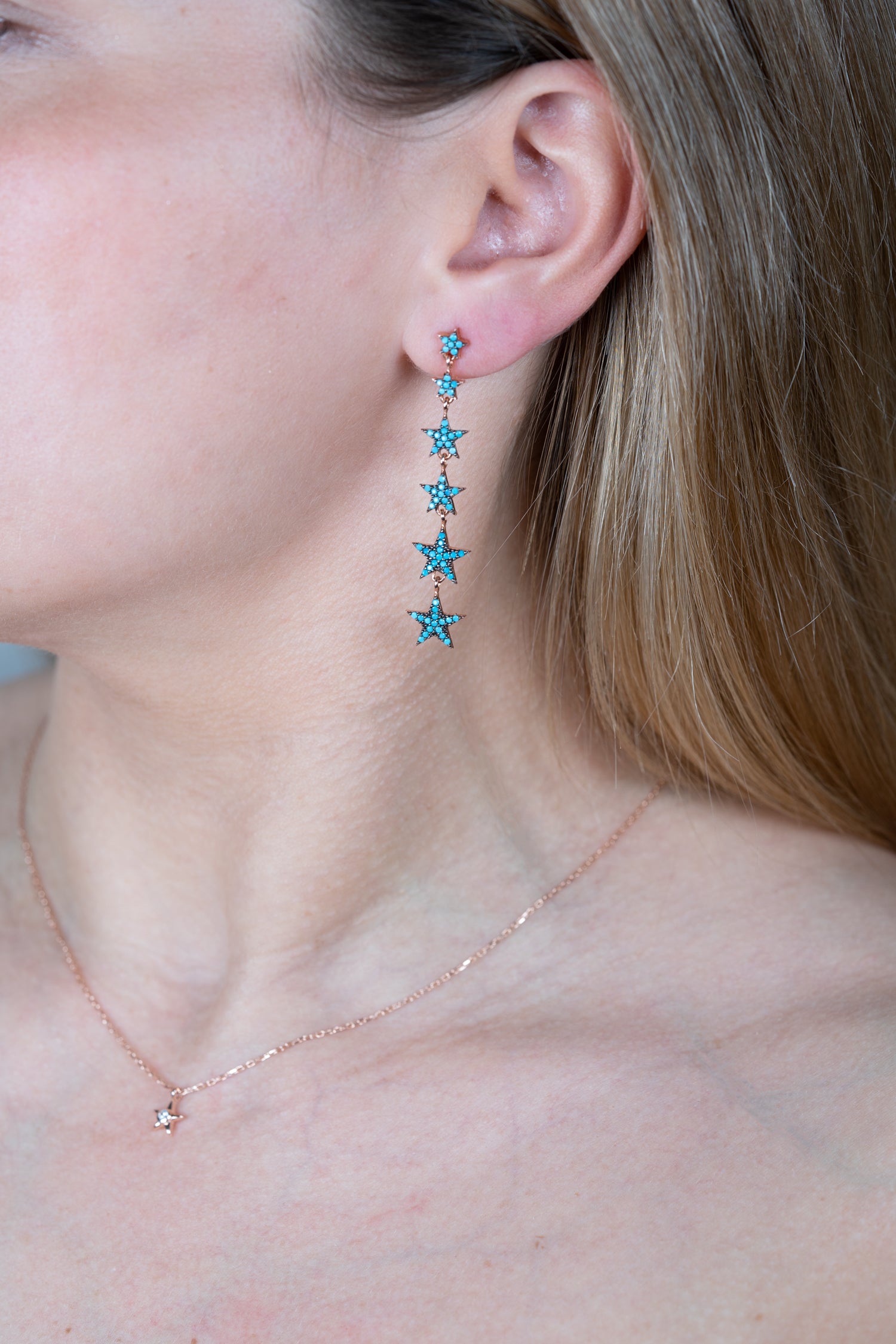 Ohrhänger TURQUISE STARS roségold