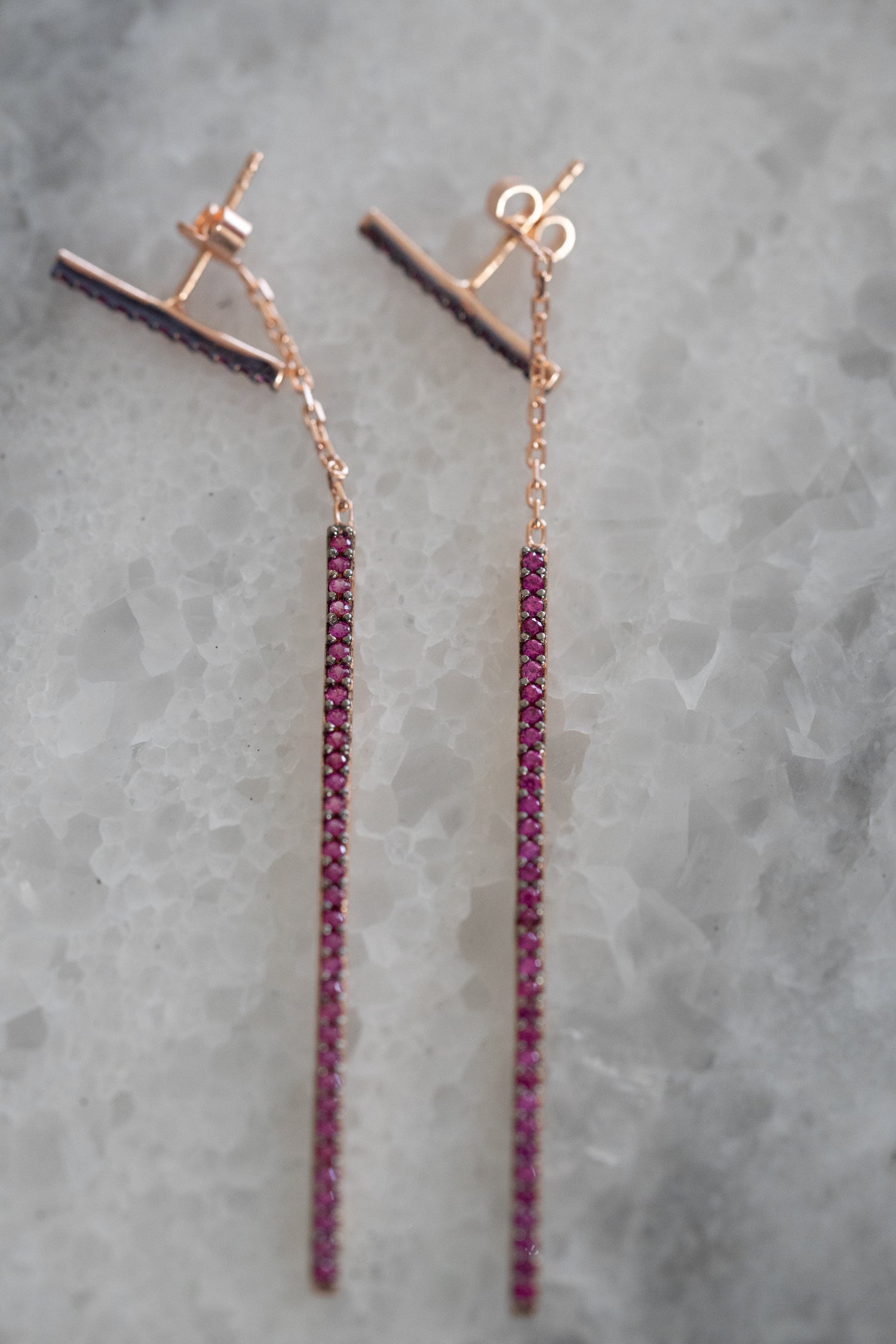 Ohrhänger PINK PAVE BAR roségold
