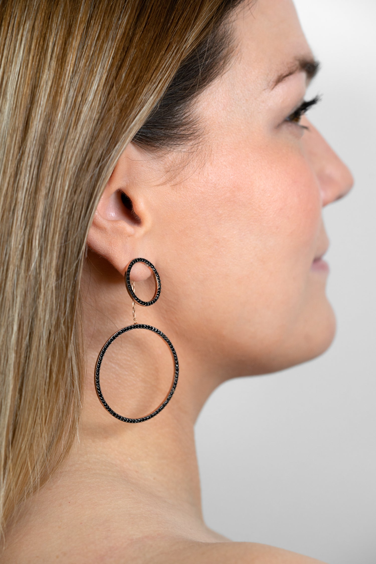 Ohrringe BLACK CIRCLE roségold