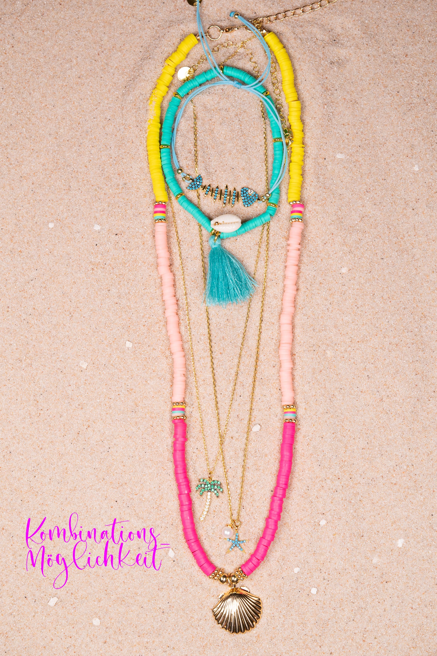 Kette BOHO- HIPPIE SHELL pink