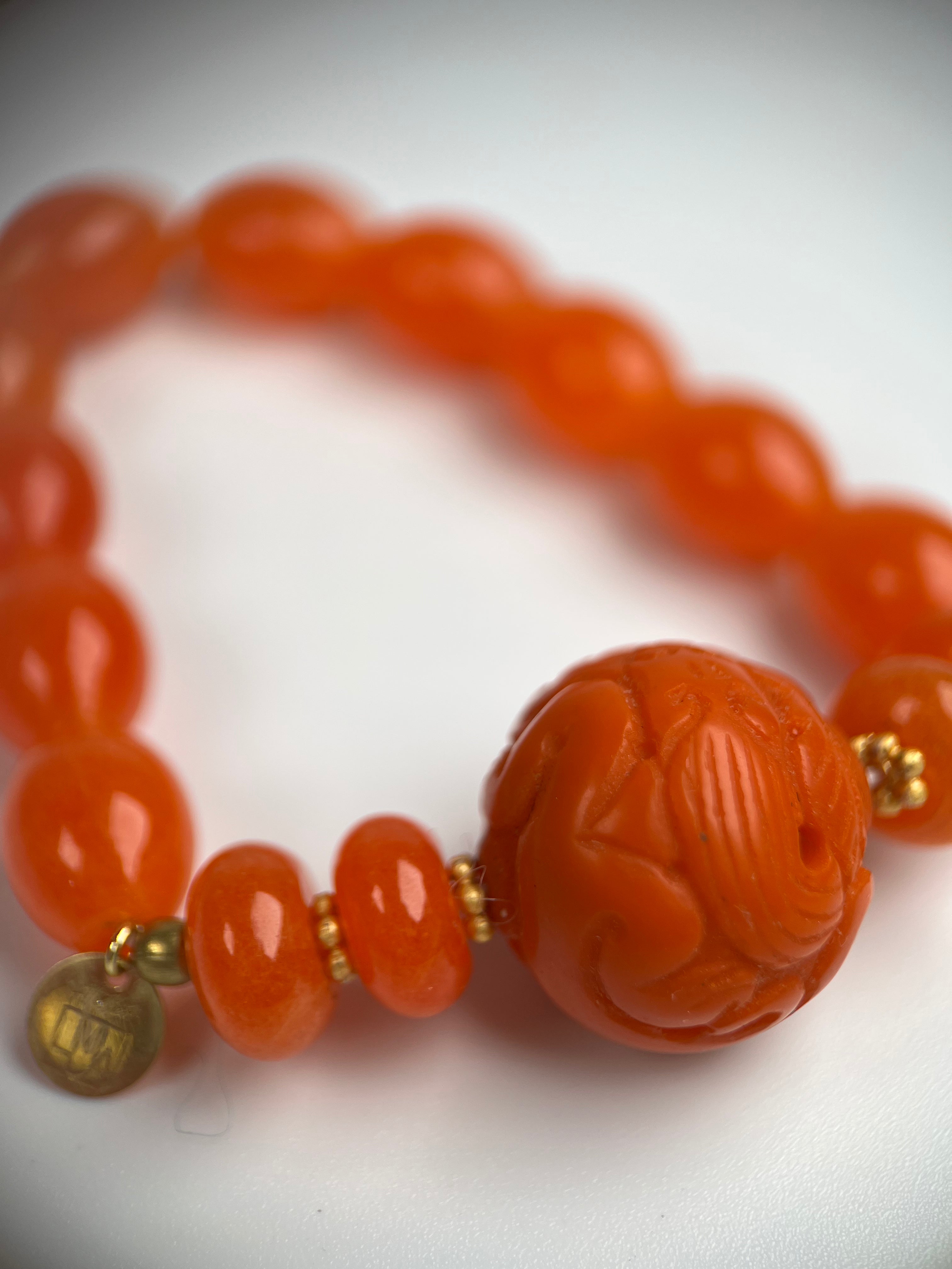 Armband aus Carneolen, Koralle mit Silber Elementen