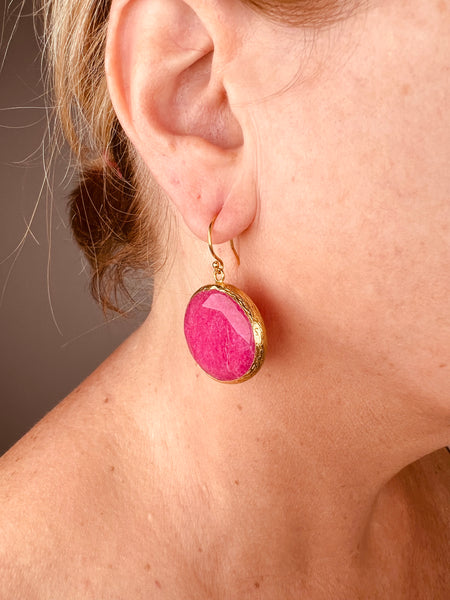 Ohrringe Halbedelstein Pink in Goldfassung