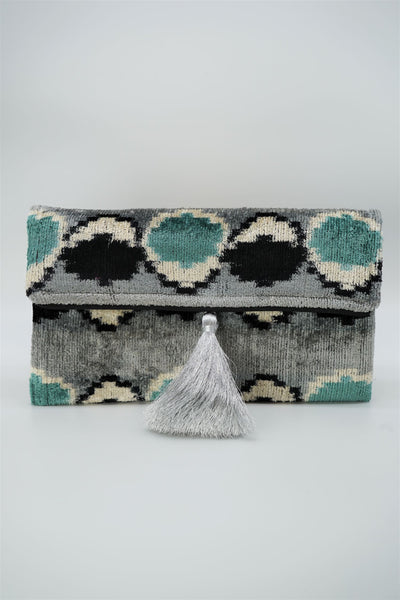 Clutch Seidensamt PUNTO PAZZO grau