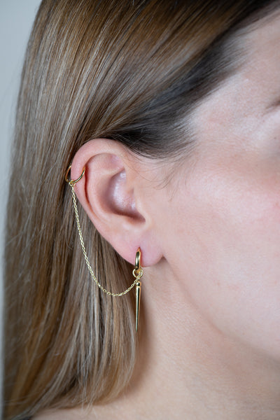 Single Creole STING Anhänger-Ear Cuff gold